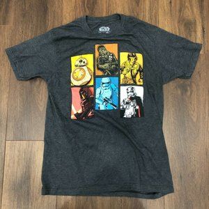 Star Wars Mad Engine Force Awakens Mens Sz M Gray BB8 Stormtrooper Kylo Chewbaca